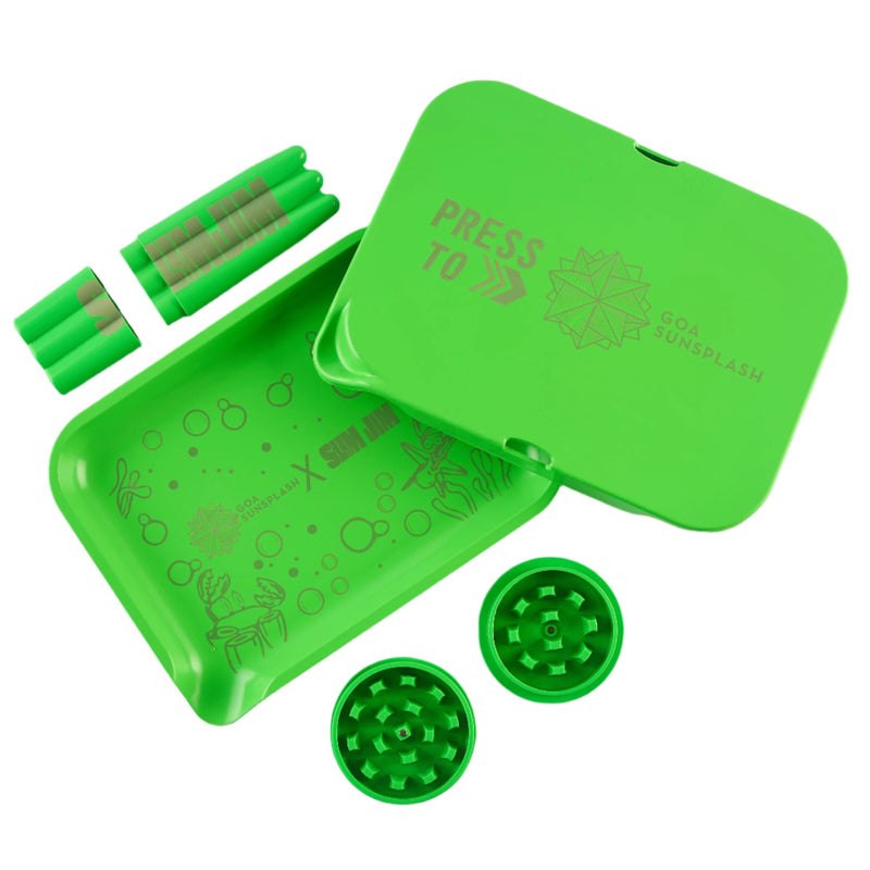 Load image into Gallery viewer, Buy Slimjim X Sunsplash Starter Pack (Green) Rolling Tray | Slimjim India
