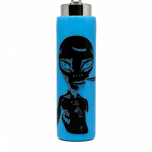 Buy Ubuntu - Smoking Alien Glow Clipper LIGHTER Blue | Slimjim India