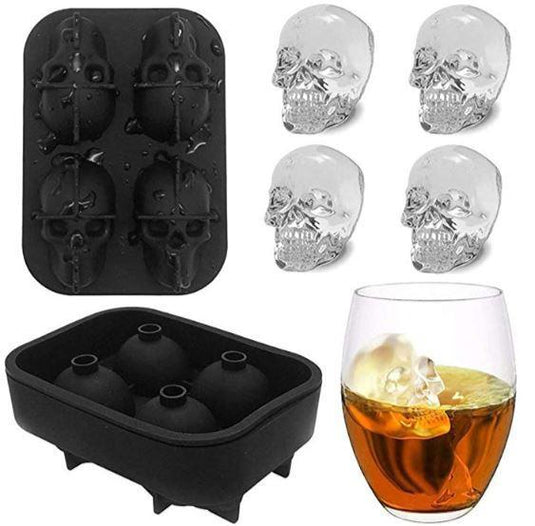 3D Skull Silicone Ice Cube Tray Mold Bar Party Pad 