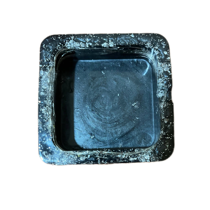 Load image into Gallery viewer, Buy BK - Square LED Ashtray - Pitch Black with Silver Leaves Ashtray | Slimjim India
