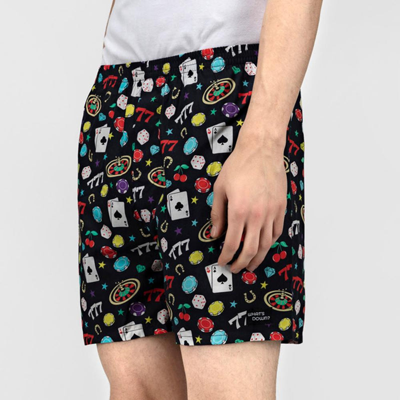 Load image into Gallery viewer, Black Casino Boxers Boxers Whats&#39;s Down 
