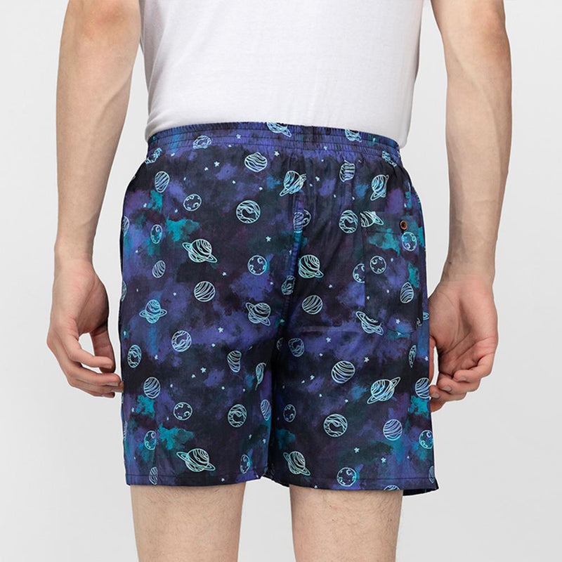 Load image into Gallery viewer, Blue Galaxy Boxers Boxers Whats&#39;s Down 
