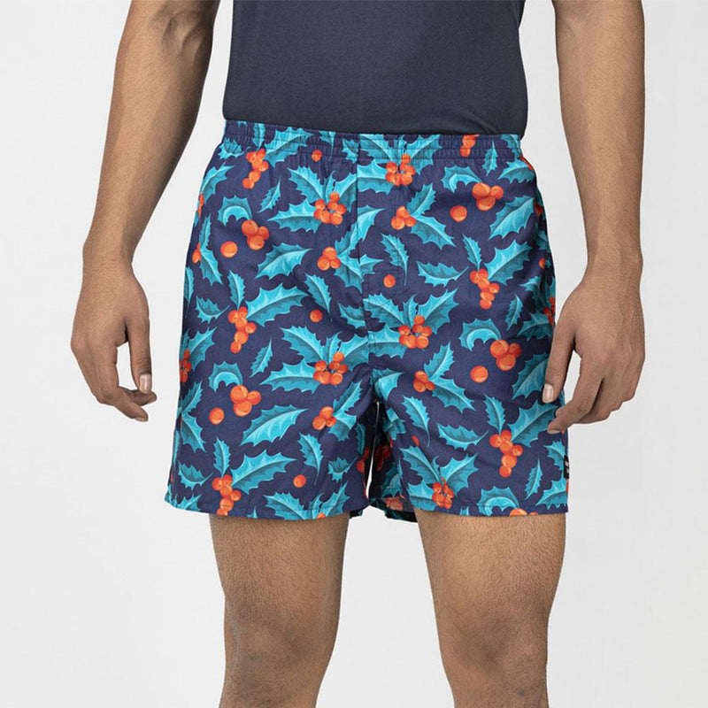 Load image into Gallery viewer, Blue Mistletoe Boxers Boxers Whats&#39;s Down 
