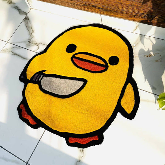 Buy Chick/Duck with a knife - Hand Tufted Rug (2.5 X2.5FT) Hand-Tufted Rug | Slimjim India