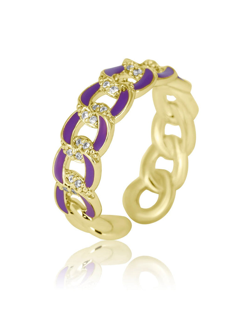 Load image into Gallery viewer, Enamelled Cuban Rings In Gold Polish | Wrapgame Drip jewelry online on Slimjim 

