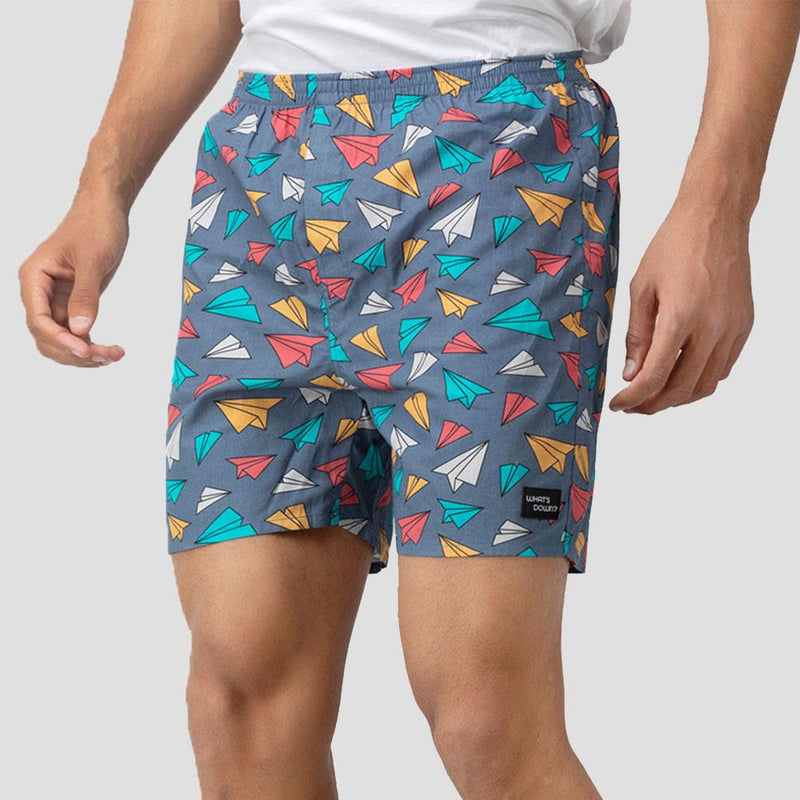 Load image into Gallery viewer, Grey Paper Plane Boxers Boxers Whats&#39;s Down 
