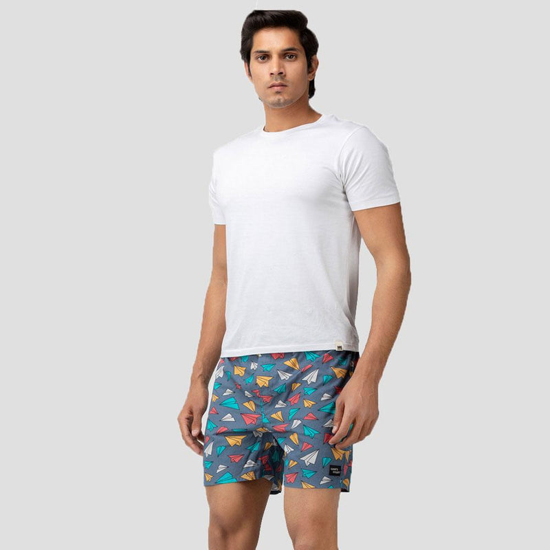 Load image into Gallery viewer, Grey Paper Plane Boxers Boxers Whats&#39;s Down 
