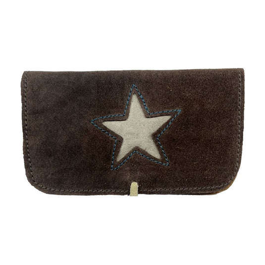 Buy Handcrafted Leather Pouch Leather pouch Dark Brown Star | Slimjim India