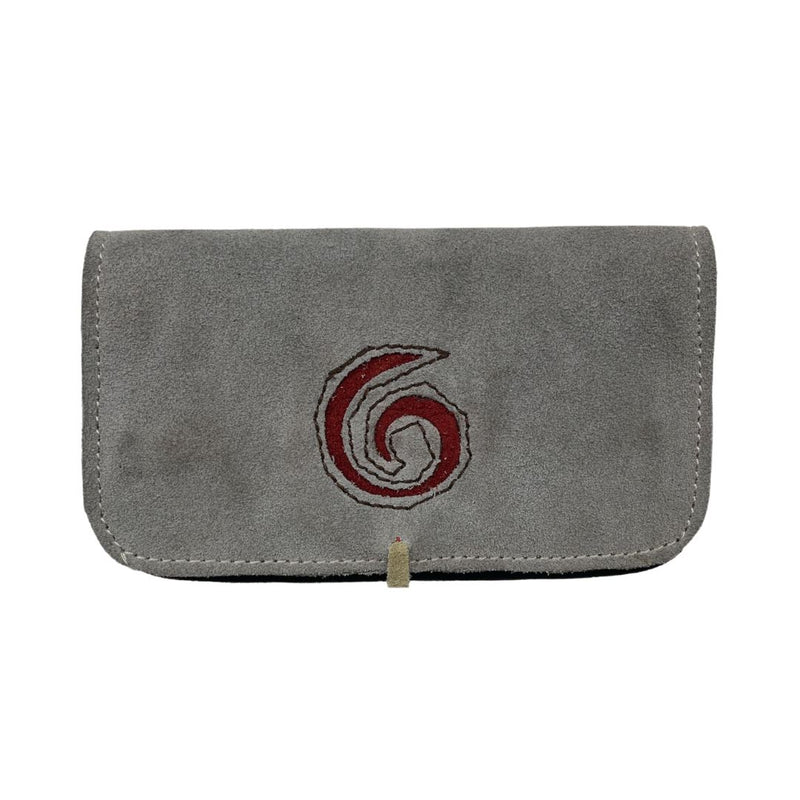 Load image into Gallery viewer, Buy Handcrafted Leather Pouch Leather pouch Red on Grey Spiral | Slimjim India

