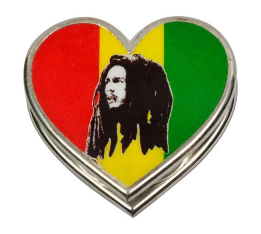 One Love Marley Metal Herb Grinder + 2 Free Bob Marley Skins Paraphernalia Chile Bongs 