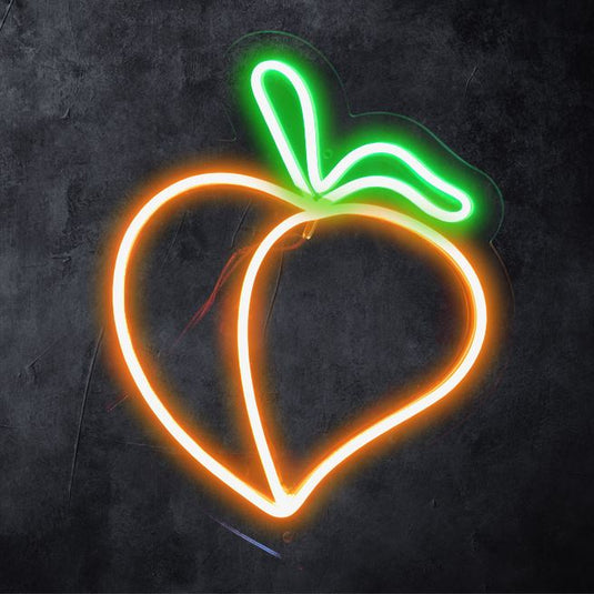 Peach / Booty Emoji NEON SIGNAGE (30 x 15)cms Gift Set Slimjim Online 