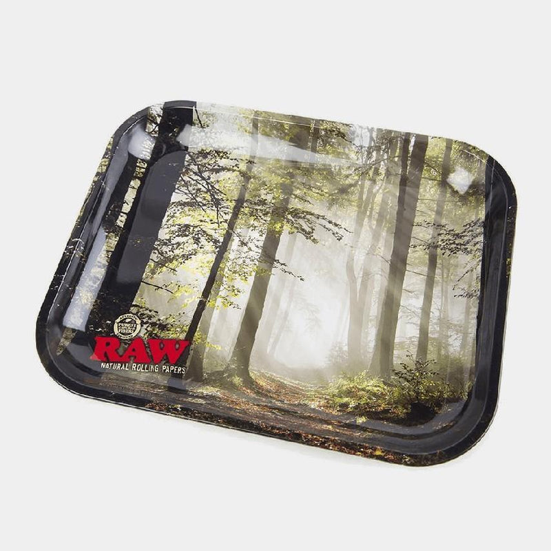 Load image into Gallery viewer, RAW Forest Metal Rolling Tray Rolling Tray RAW Large 
