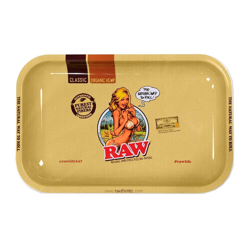Load image into Gallery viewer, RAW Girl Metal Rolling Tray Rolling Tray RAW Small 
