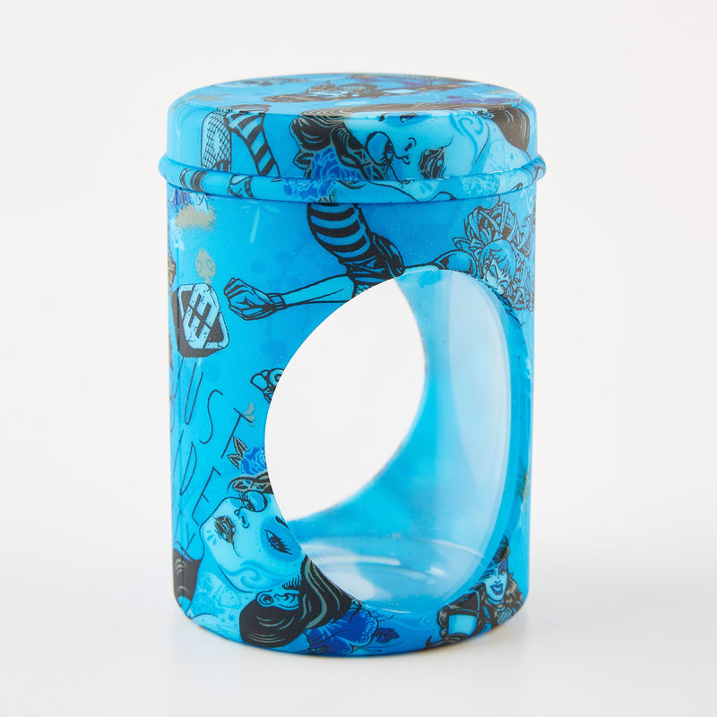 Load image into Gallery viewer, Buy Silicone &amp; Glass Stash Jar Storage Jars Blue Skull | Slimjim India
