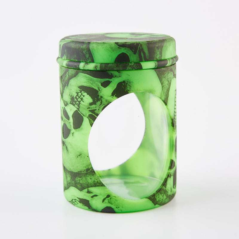 Load image into Gallery viewer, Buy Silicone &amp; Glass Stash Jar Storage Jars Green Skull | Slimjim India
