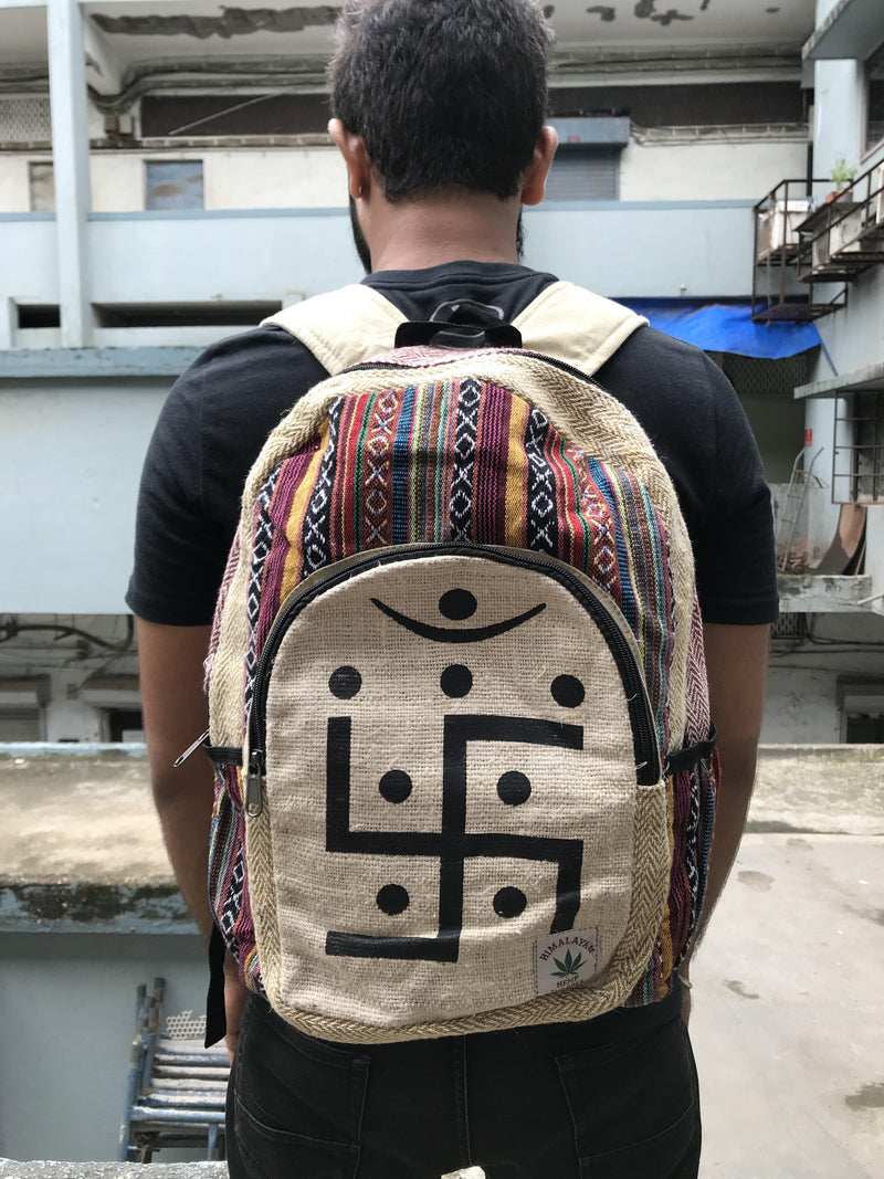 Load image into Gallery viewer, THC Hemp Printed Backpack BAGS Himalayan Hemp Swastik 
