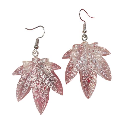 Buy The Leaf Earrings earrings Frosty pink | Slimjim India