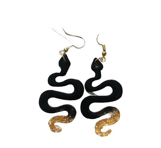 The Serpent - Resin Earrings earrings Jabra Junction Black Gold Mamba 