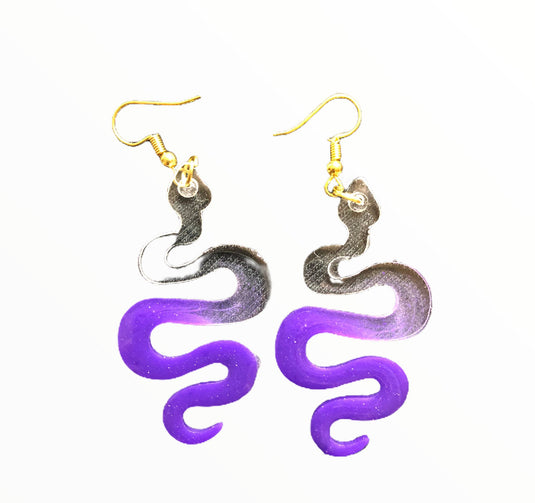 The Serpent - Resin Earrings earrings Jabra Junction Clear Purple 