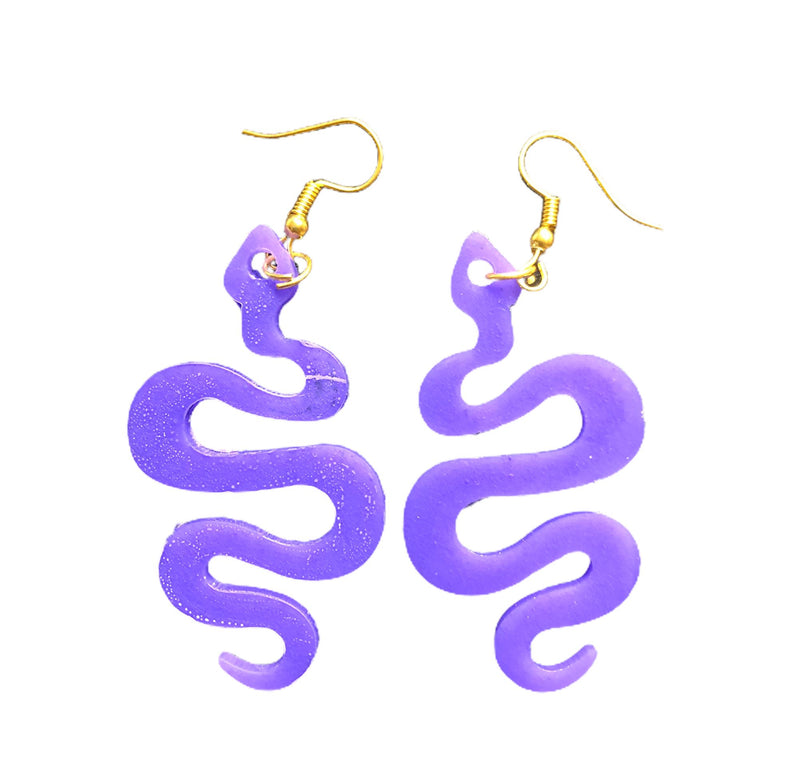 Load image into Gallery viewer, The Serpent - Resin Earrings earrings Jabra Junction Purple Mamba 
