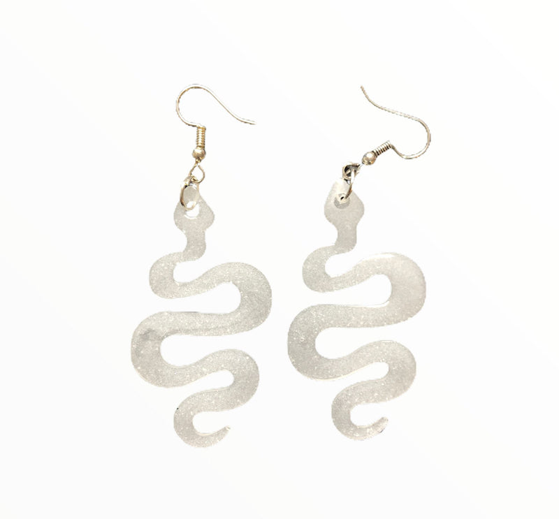 Load image into Gallery viewer, The Serpent - Resin Earrings earrings Jabra Junction White Mamba 
