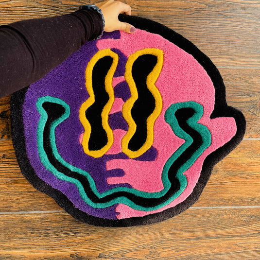 Buy Trippy Smiley - Hand Tufted Rug (3 x 3FT) Hand-Tufted Rug | Slimjim India