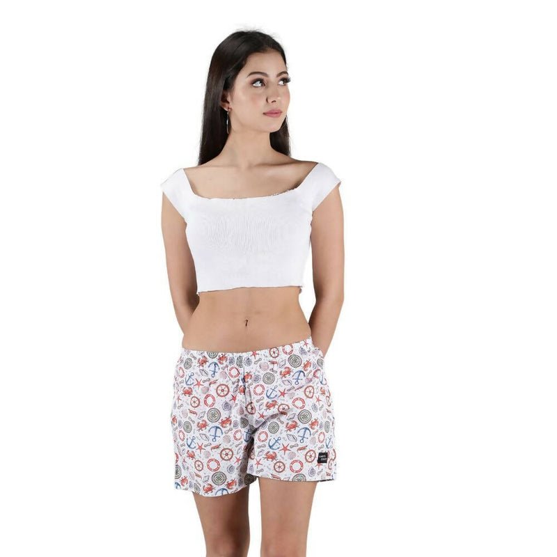Load image into Gallery viewer, Buy White Nautical Womens Boxers Boxers | Slimjim India
