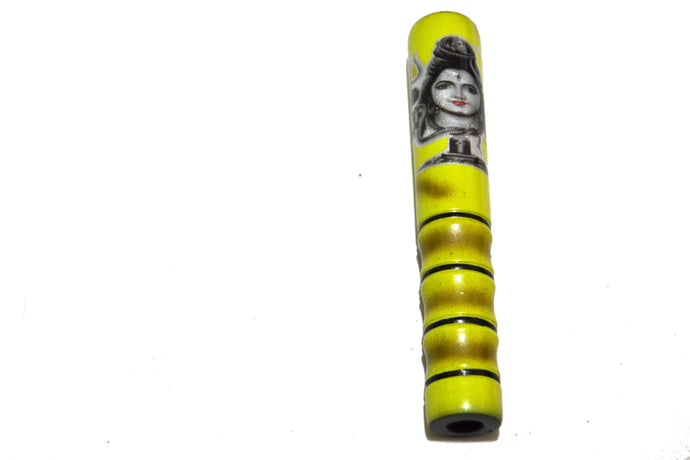 Yellow Tribe - Clay Chillum(6 Inches) Paraphernalia Chile Pipes 